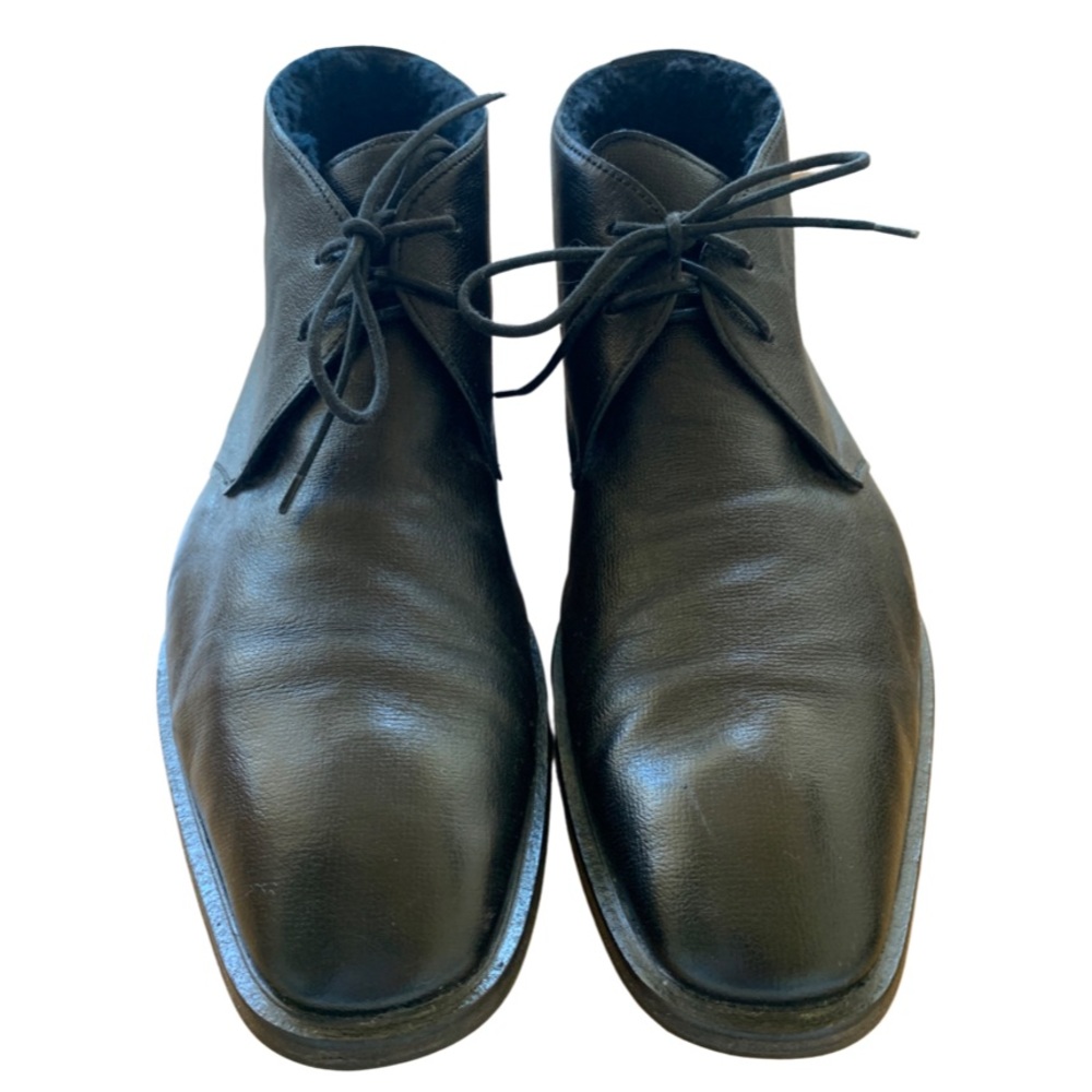 Hugo Boss Black Pebbled Leather Chukka Boots